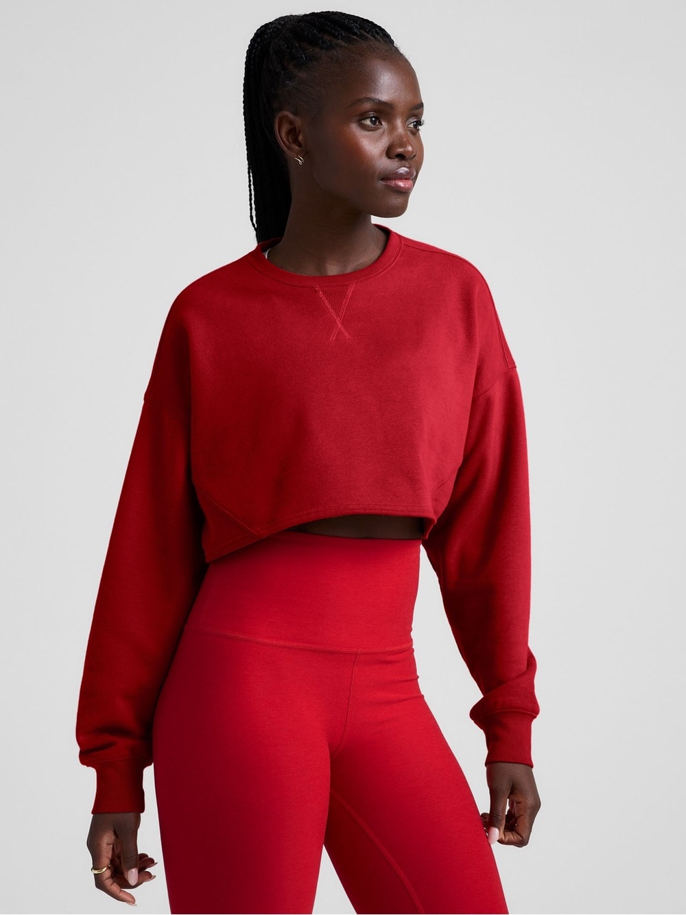 Beyond Yoga Red Cropped Sweatshirt